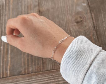 western paperclip sterling silver bracelet