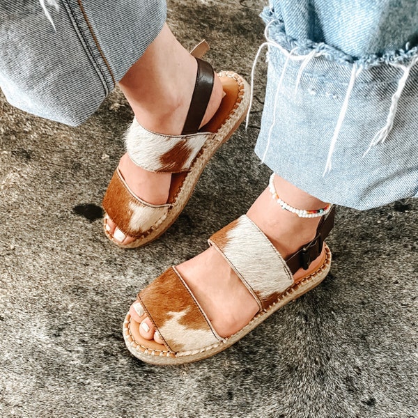 Cowhide Sandals Etsy