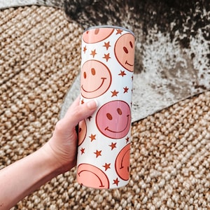 Stainless steel pink smiley tumbler