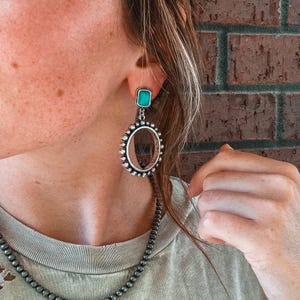 Western turquoise hoop earrings