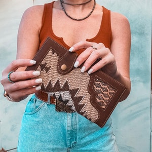 Western leather saddle blanket wallet