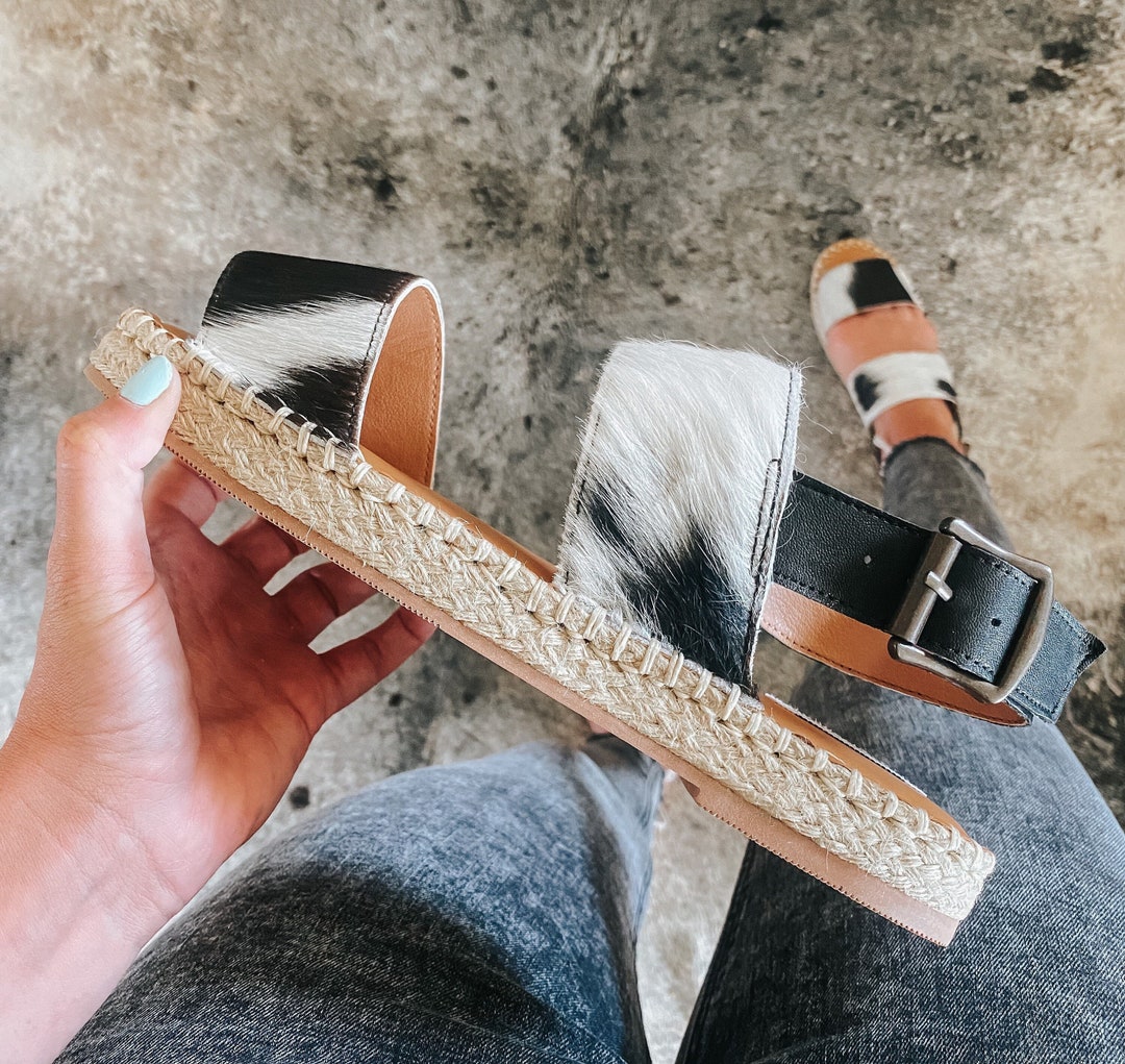 Genuine Cowhide Sandals Etsy