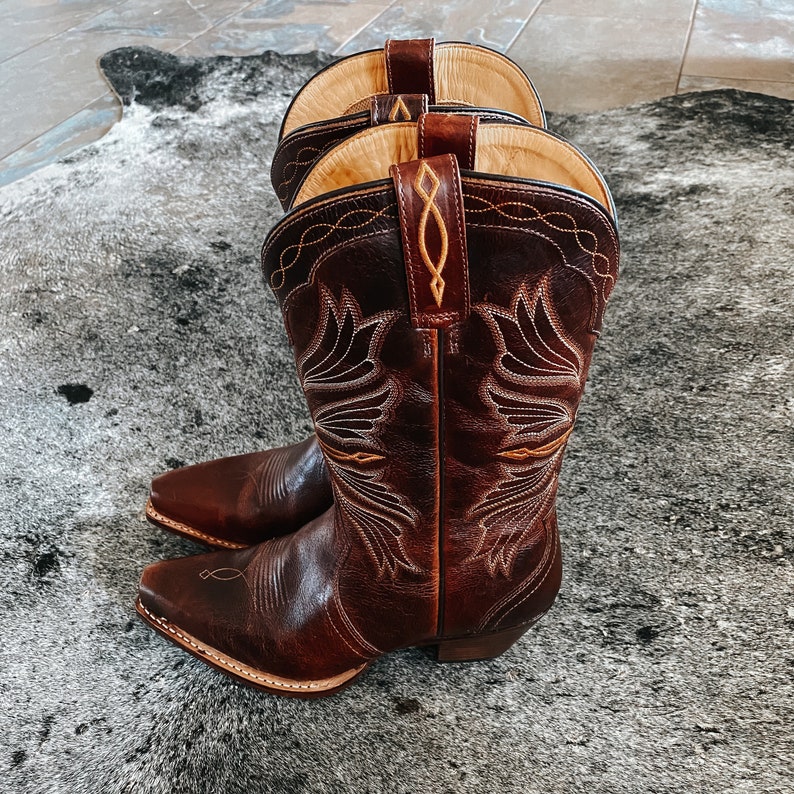 Genuine Leather Western Snip Toe Boots - Etsy