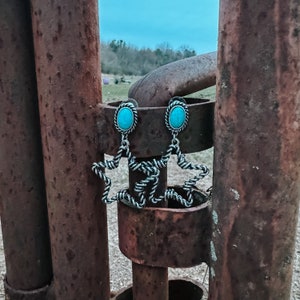 Turquoise barbed wire earrings