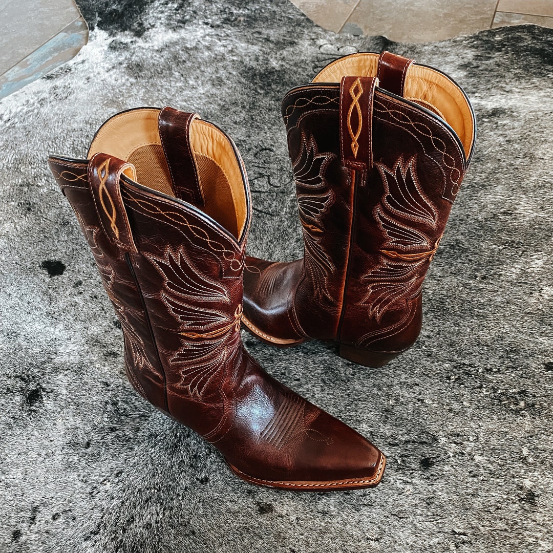 Genuine Leather Western Snip Toe Boots - Etsy
