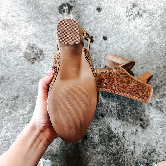 knee length dresses for ladies Toms Women's Jaclyn Leather Heel, Brown, Size 5