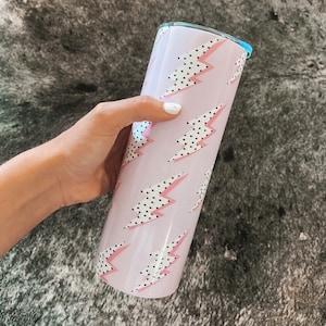 Stainless steel pink lightning bolt tumbler