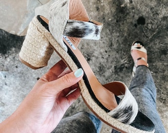 Western cowhide heels