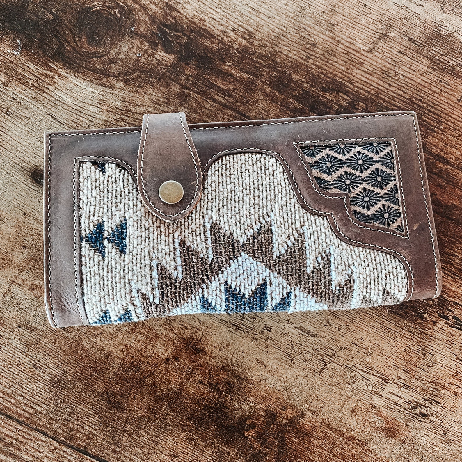 Western Leather Saddle Blanket Wallet Etsy