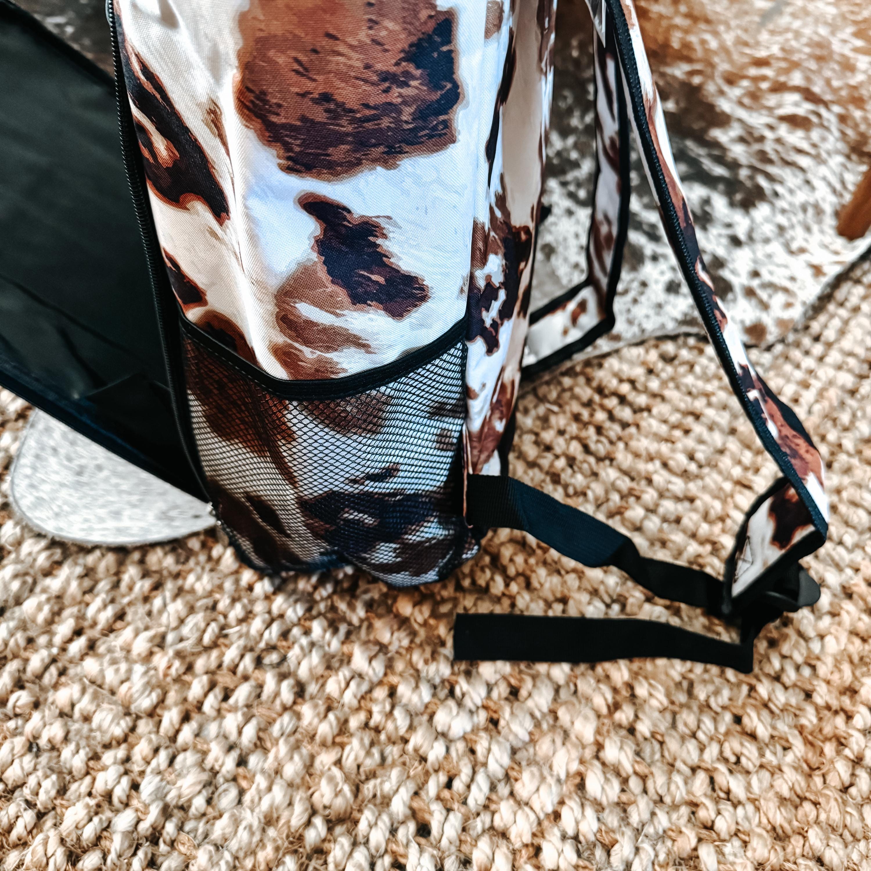 Western Cowhide Print Backpack Cooler with Turquoise Trim Insulated Lunch Bag Southwestern Print Backpack | Women main image 4