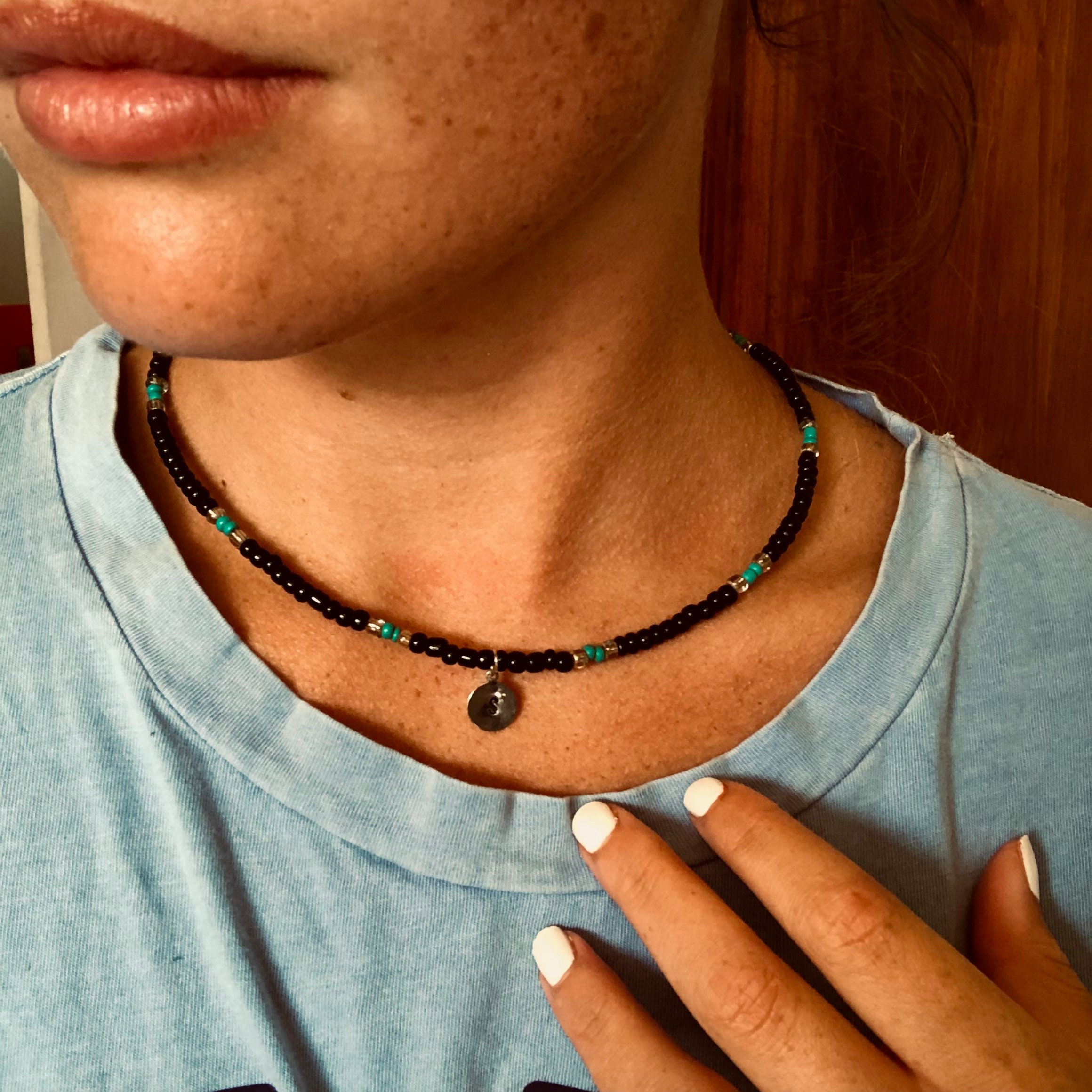 Personalized initial seed bead western choker Etsy