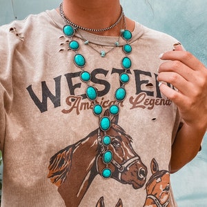 Western turquoise lariat necklace