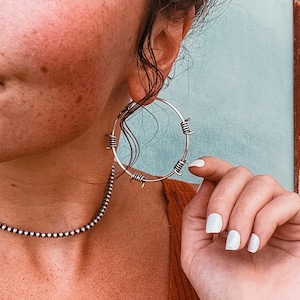 Barbed wire hoop earrings