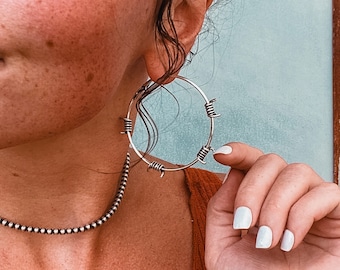 Barbed wire hoop earrings