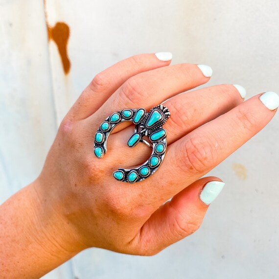 Turquoise Squash Blossom Ring Etsy Australia