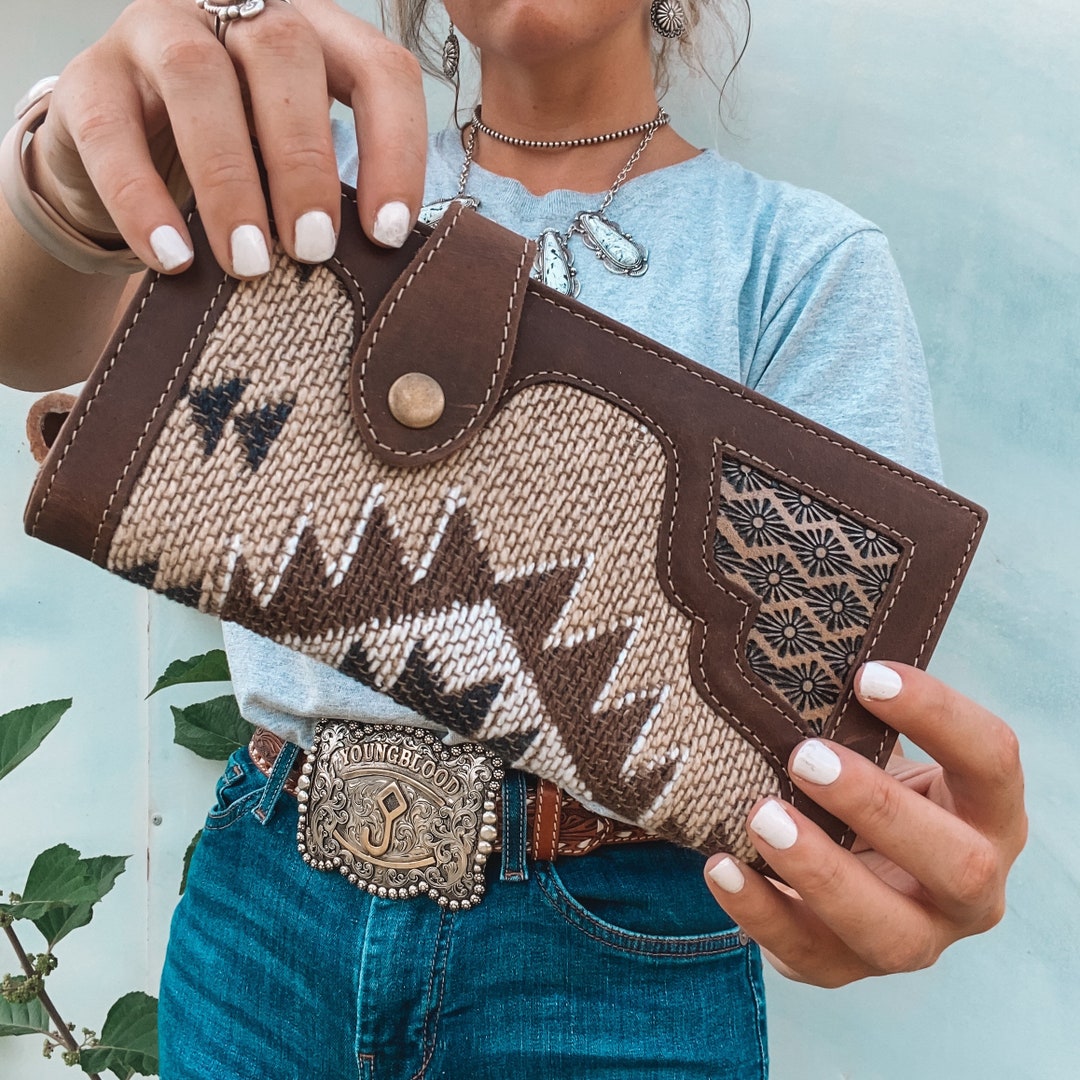 Western Leather Saddle Blanket Wallet Etsy