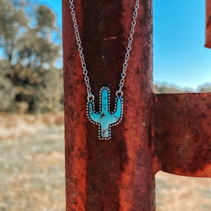 Western turquoise cactus necklace