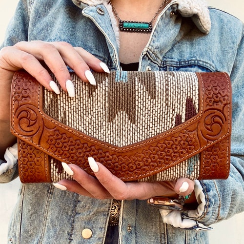 Western Leather Saddle Blanket Wallet Etsy