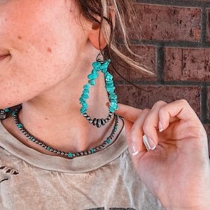 Western turquoise hoop earrings