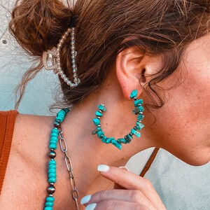 Western turquoise hoop earrings