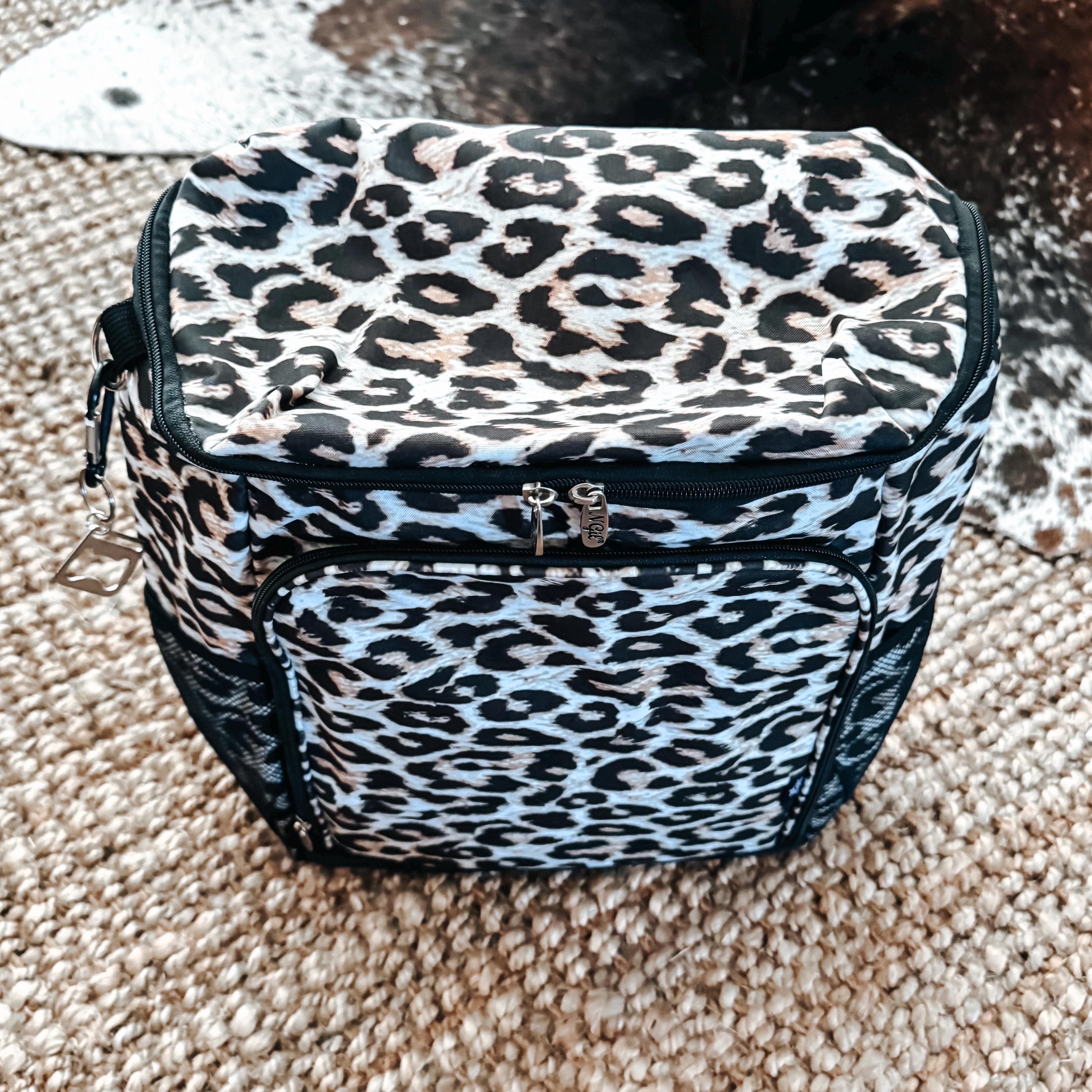?NEW Insulated Leopard Print Backpack Cooler Bag? Backpack Canvas Leopard 18 Can Cooler - USA MADE – AO Coolers main image 3