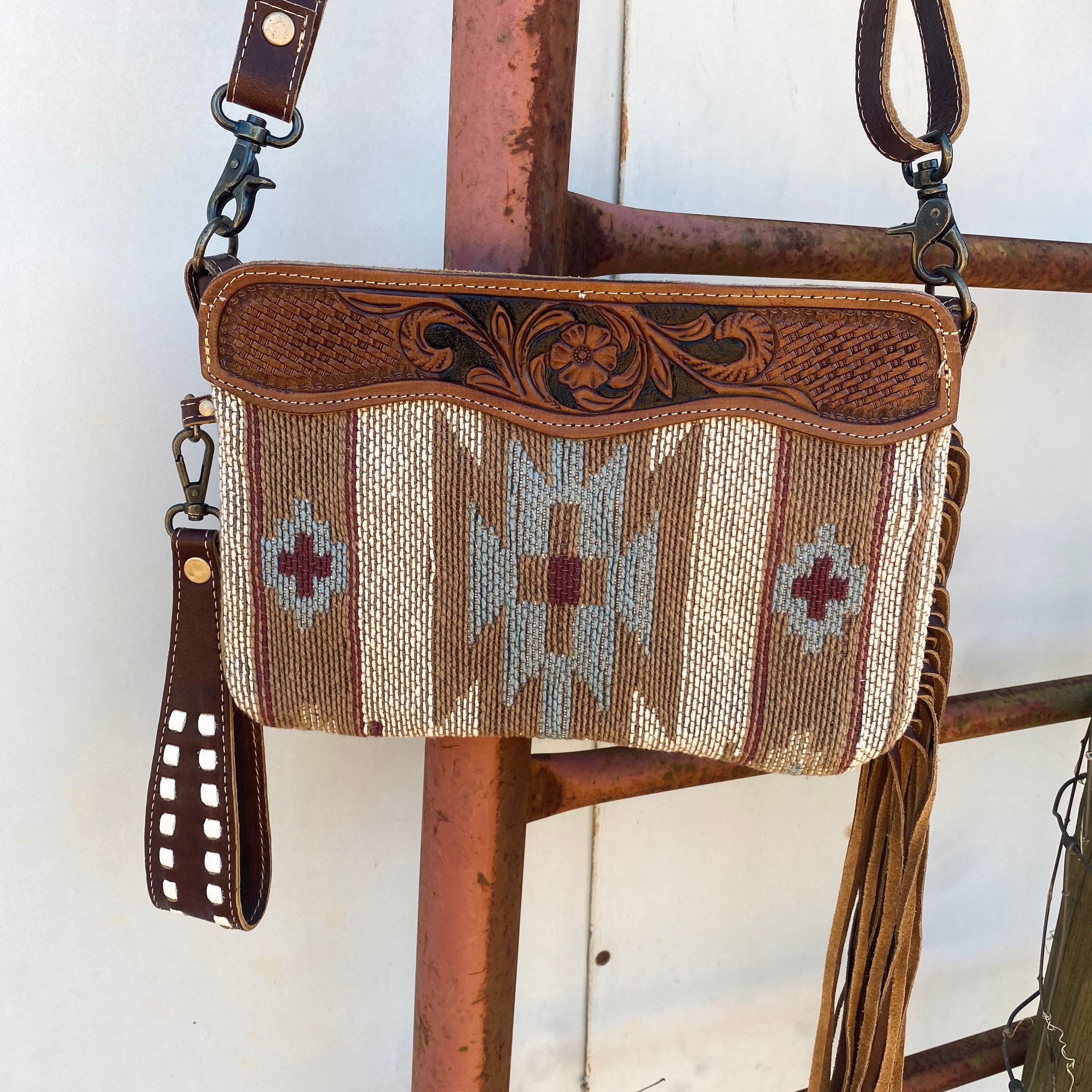 Western Leather Tassel Saddle Blanket Crossbody Purse - Etsy