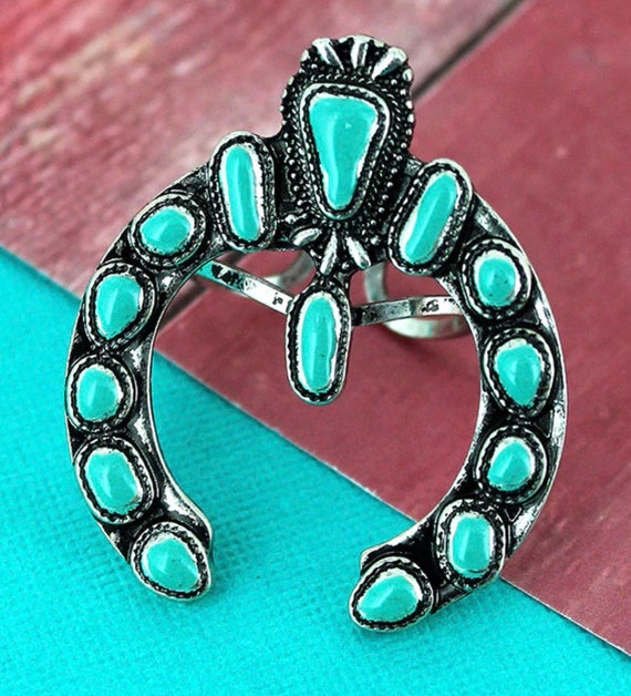 Turquoise squash blossom ring deals