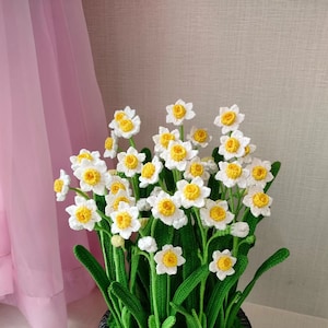 Crochet Daffodils, Set of 2, Handmade knitted Flowers, Knitted Daffodils, Crocheted Flowers, Daffodils Flowers, Home Decor, Flowers Gift