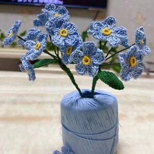 Crochet Blue Forget-me-not, Handmade knitted Flowers, Knitted Forget-me-not flowers,Forget-me-not flowers, Crocheted Flowers, Home Decor