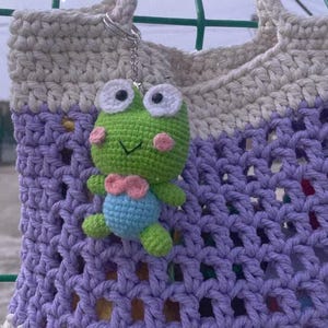 Chaveiro de sapo de crochê, Sapo de crochê, Chaveiro de sapo, Pingente de bolsa de crochê, Chaveiro de crochê, Anel de chave, Sapo, Presente fofo (com chaveiro)