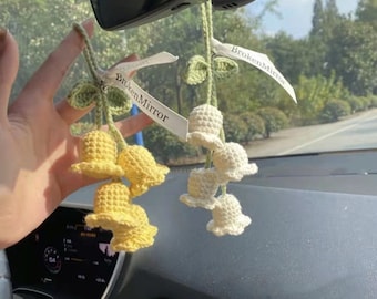 Car Mirror Hanging Accessories - Car Interior Rearview Mirror Decorative  Pendant - Handmade Crochet Interior Car Accessories- Weaving Cute  Decorative