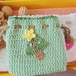 Bolsa de árvore de Natal de crochê, bolsa de crochê mini boneco de gengibre, bolsa de crochê, bolsa de crochê, bolsa de cartão feita à mão, árvore de Natal, presente feito à mão
