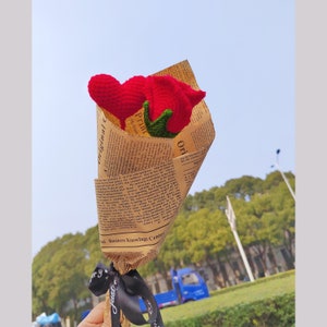 Crochet Rose, Handmade knitted Flower, Knitted Rose, Rose Bouquet, Red rose, Crocheted Flowers, Home Decor, Valentine&#39;s Gift, Rose Gift,Gift