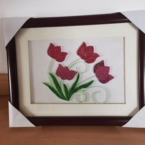 A4 Framed 3D quilling paper flowers wall art gift ,Quilling Paper Art,Quilling Artwork,Quilling Patterns, Wall Decor, Mother’s day gift