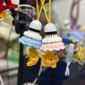 Crochet Badminton keychain,Crochet Shuttlecock keychain,Couple keychain,Crochet Badminton,Badminton Couple keychain,Crochet Bag Pendant,Gift