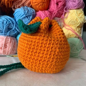 Handmade Drawstring Fruit Shape Cotton Crochet Pouch/Sack  | Crochet Fruit Pouch | Fruit Purse | Daily Pouch | 4 Inches diameter
