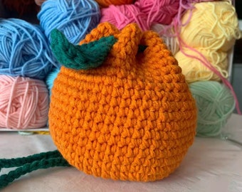 Handmade Drawstring Fruit Shape Cotton Crochet Pouch/Sack  | Crochet Fruit Pouch | Fruit Purse | Daily Pouch | 4 Inches diameter