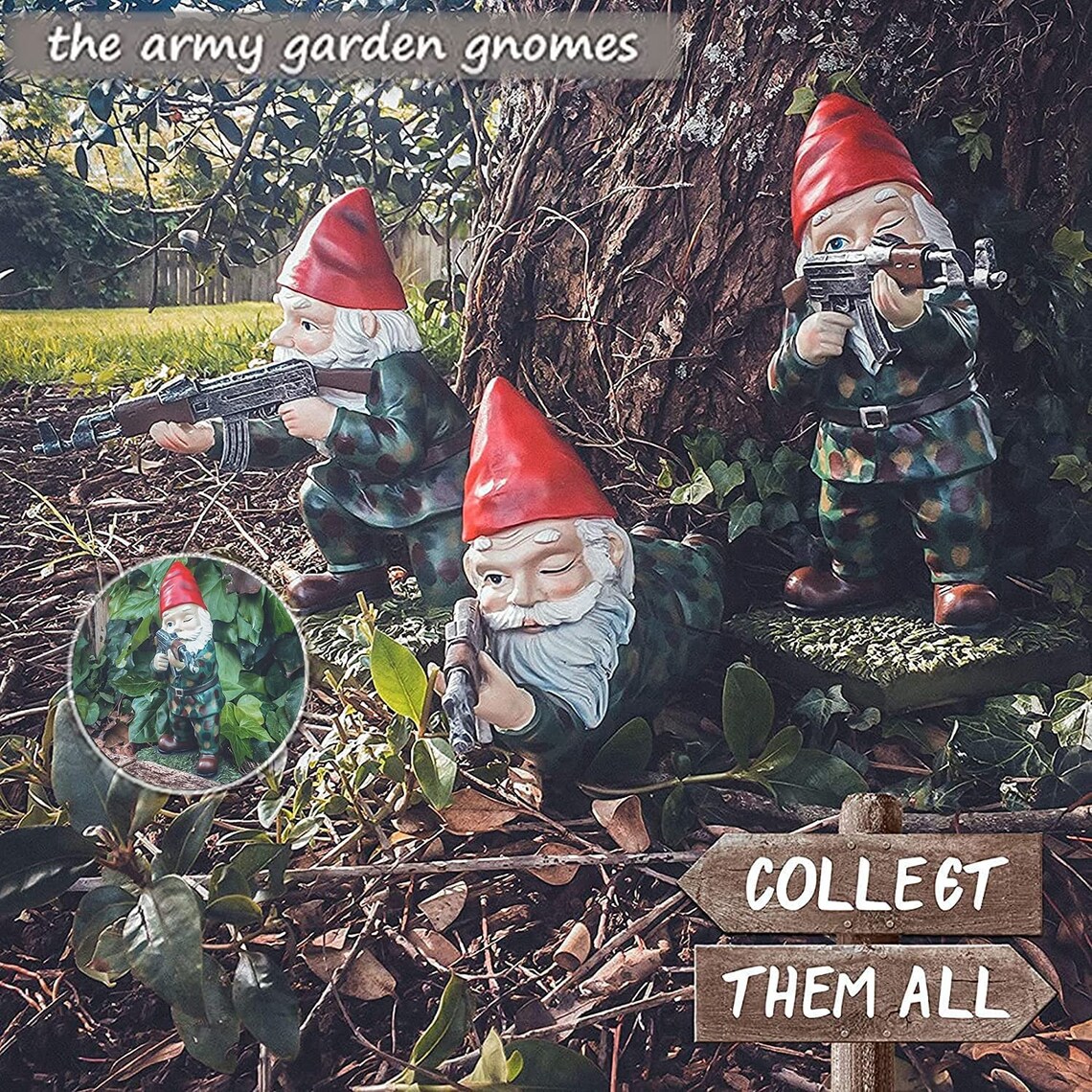 Garden Gnomes Army StatueFunny Outdoor War Gnomes Army Resin Etsy