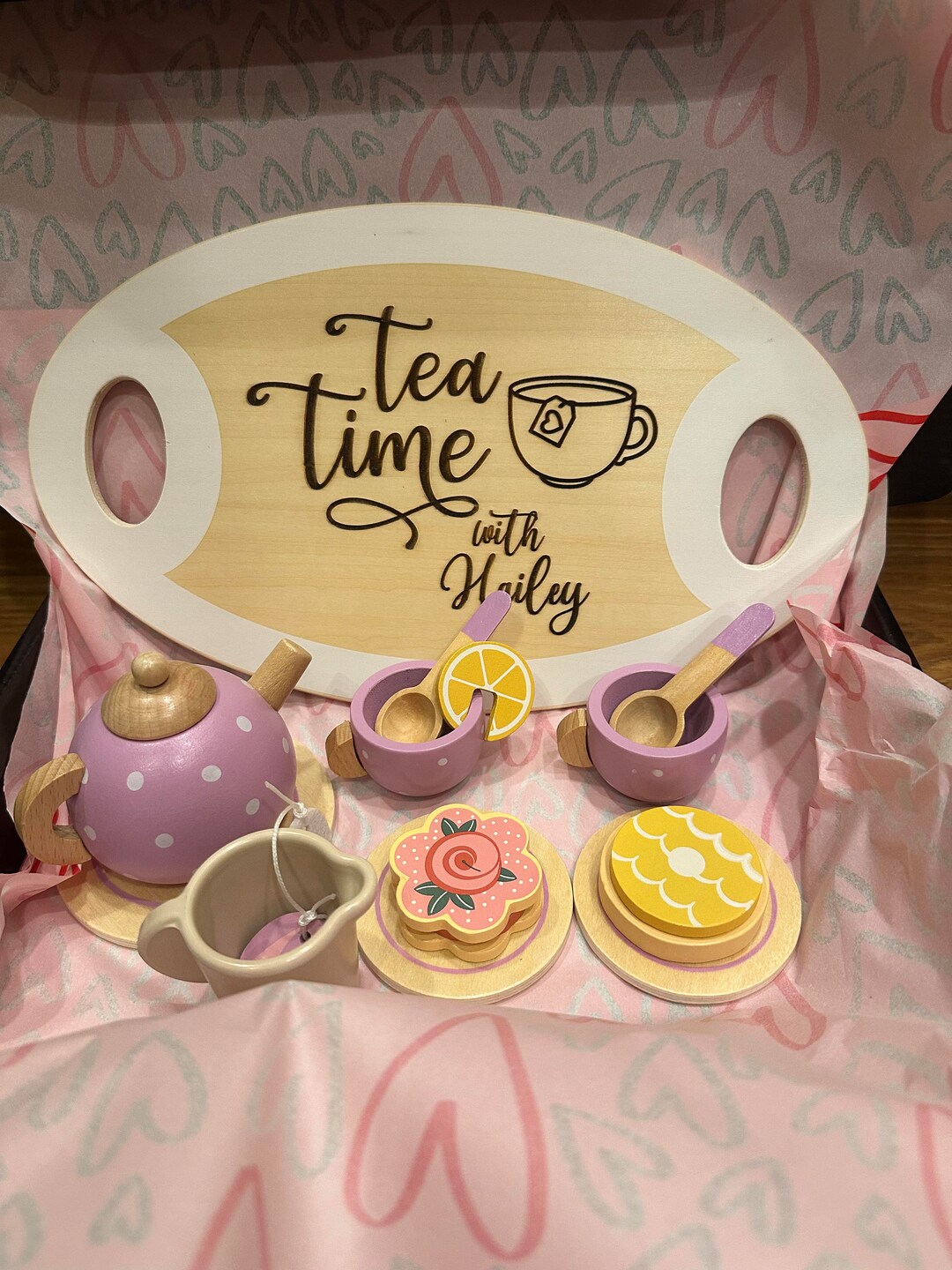 Tea Time Tea Set Wooden Tea Set, Custom Tea Set, Kids Play Set