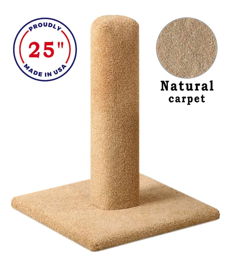25 Inches Solid Wood Cat Scratching Posts, USA Made, Tan, Gray, Natural