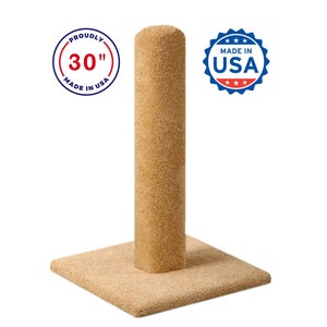 USA Made 30&quot; Carpet Cat Scratching Post, Solid Wood Pole
