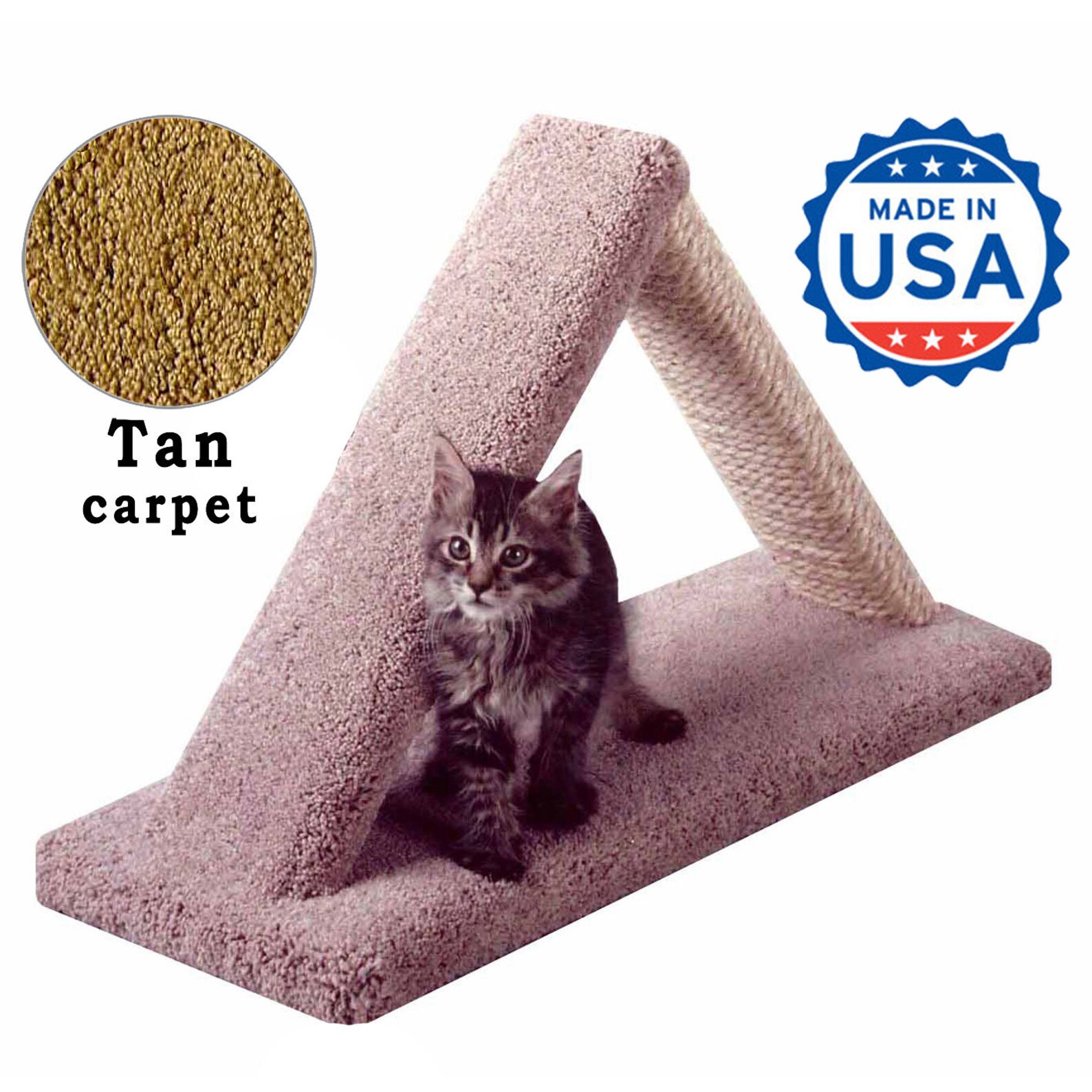 Wooden Incline Cat Scratching Post, Triangle Cat Scratcher With Sisal