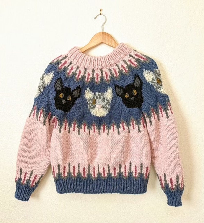 Kitty Cat Sweater Pattern KNITTING PATTERN ONLY image 7