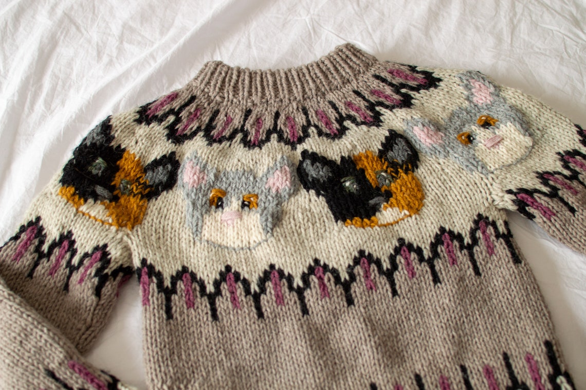 Kitty Cat Sweater Pattern KNITTING PATTERN ONLY Etsy