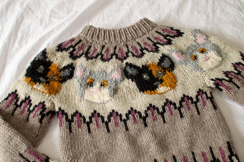 Kitty Cat Sweater Pattern KNITTING PATTERN ONLY Etsy