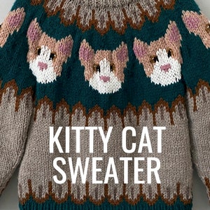 Kitty Cat Sweater Pattern KNITTING PATTERN ONLY image 2