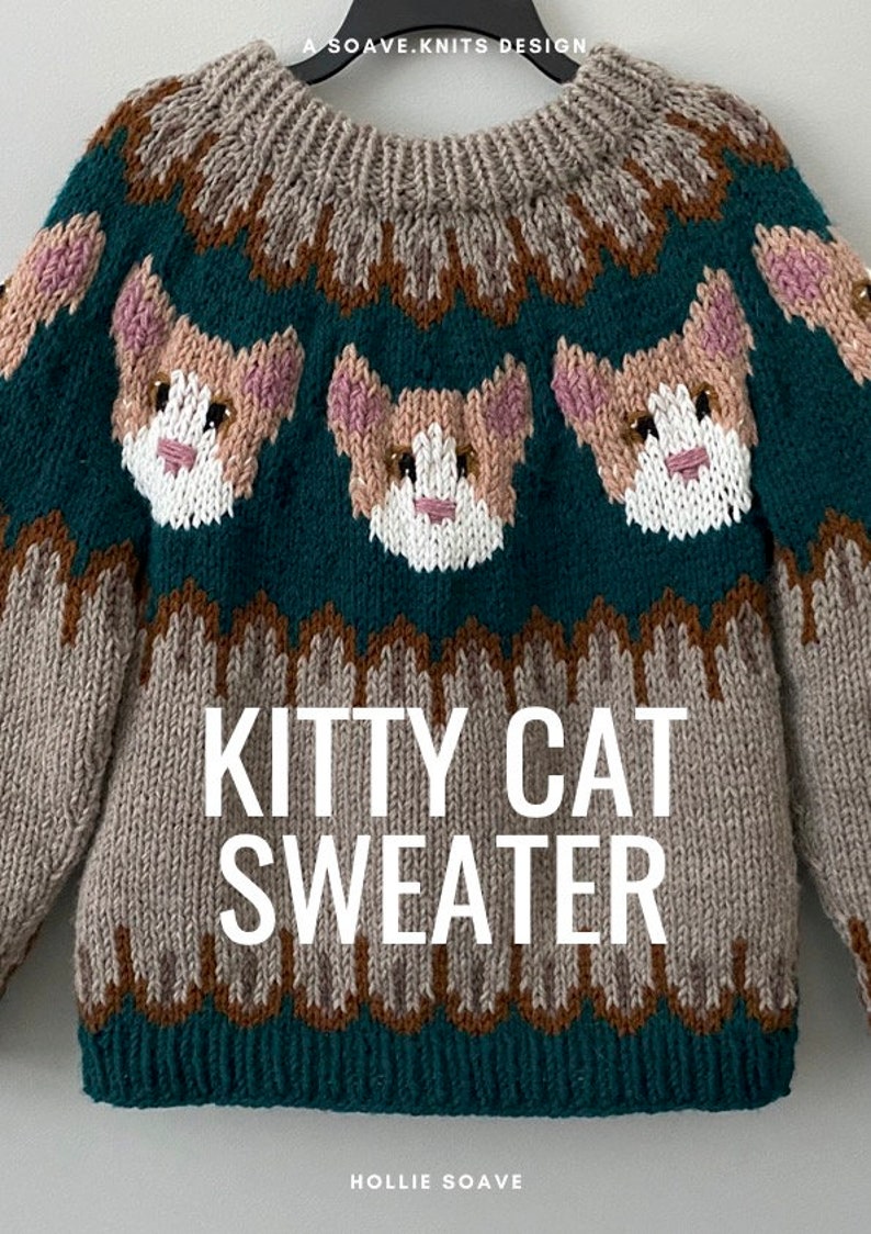 Kitty Cat Sweater Pattern KNITTING PATTERN ONLY image 2