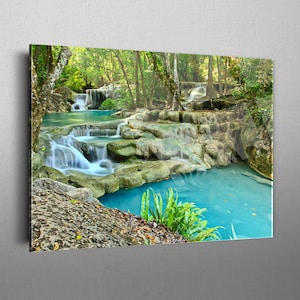 Modern Wall Art Abstract Glass Wall Art Tempered Glass Printing Wall Art Natural and Vivid Wall Decor Home Decor Wall Design Waterfall