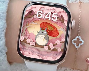 3D Anime Garden Apple Watch Wallpaper : Pastel Spring Landscape (Instant Download)