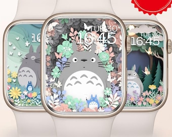 Fondo de pantalla para Apple Watch: Paisaje primaveral de jardín con diseño de anime pastel (descarga instantánea)